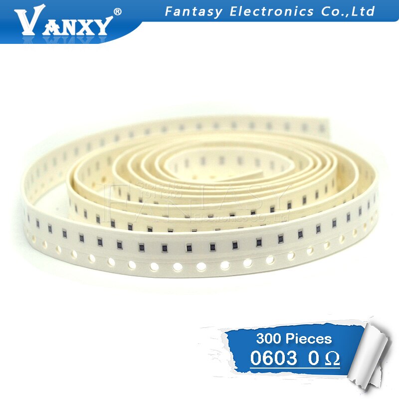 300PCS 0603 Chip Fixed Resistor SMD Resistor 1% 0 ohm 0R