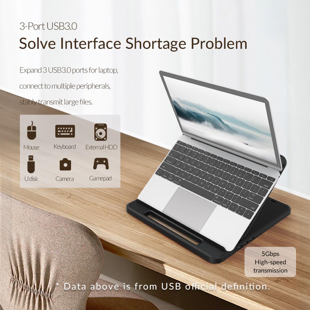 Orico Tablet Laptop Houder Stand Hoogte Verstelbare 3 Poorten USB3.0 Docking Station Met Houder Pd Opladen Voor Pc Notebook