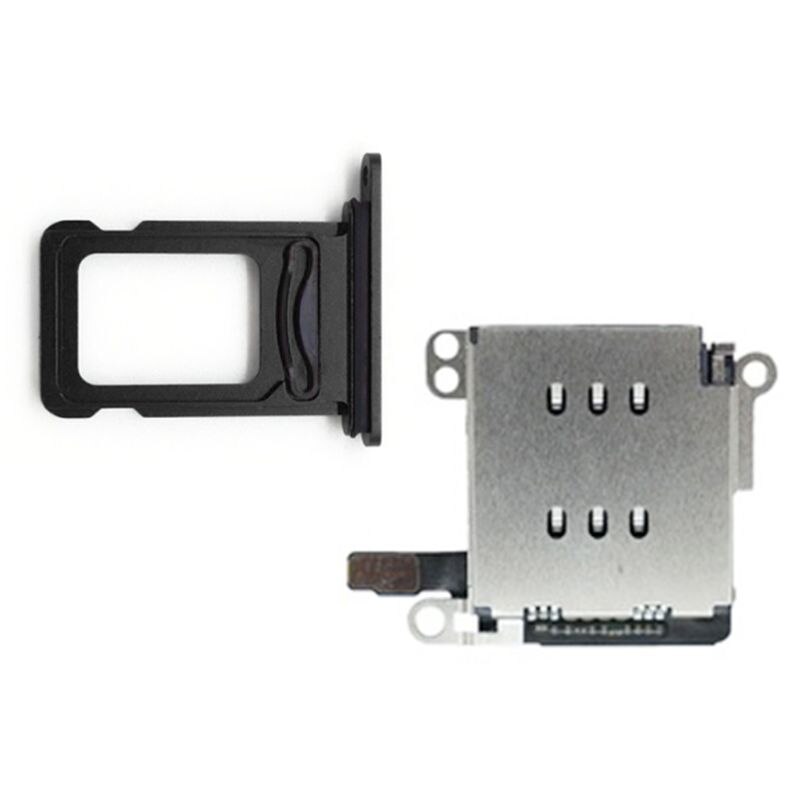 1Set Dual Sim Kaartlezer Connector Flex Kabel Met Kaart Lade Slot Houder Open Ejector Pin Voor Iphone Xr: Black