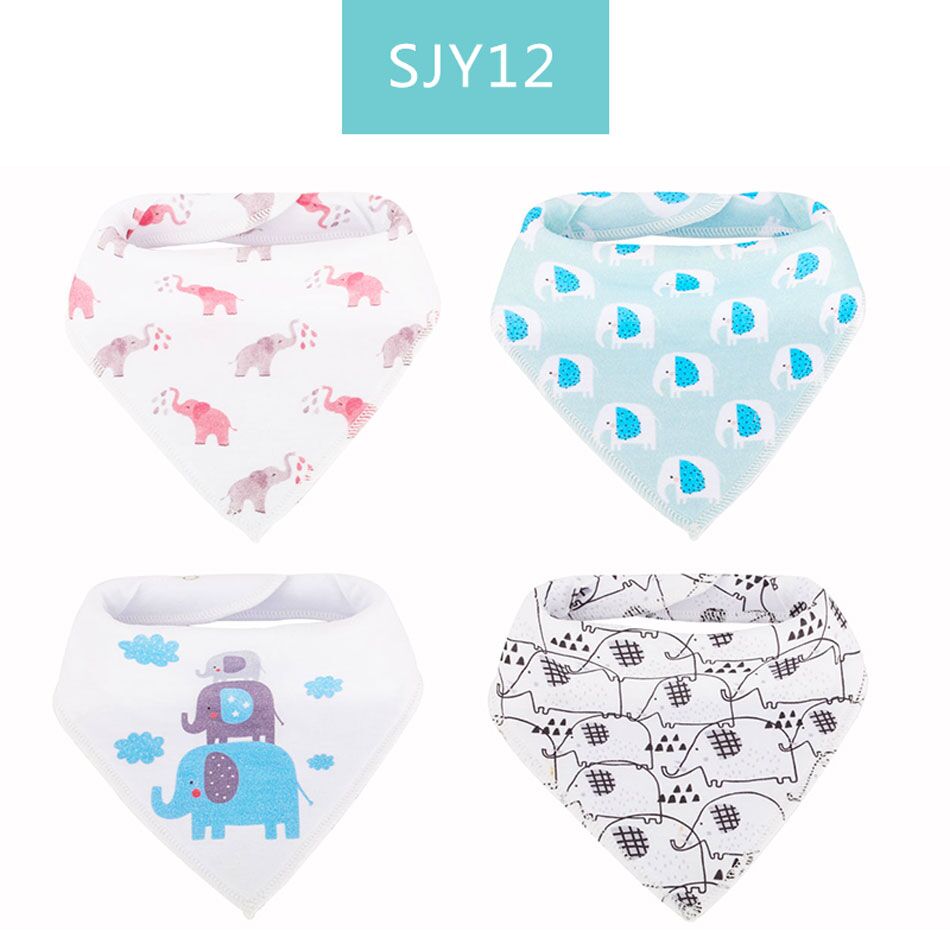 Gelukkig Fluit 4 Pcs Slabbers Dubbele Lagen Katoenen Baby Peuter Voeden Bandana Slabbetjes Speeksel Handdoek Driehoek Hoofd sjaal: sjy12
