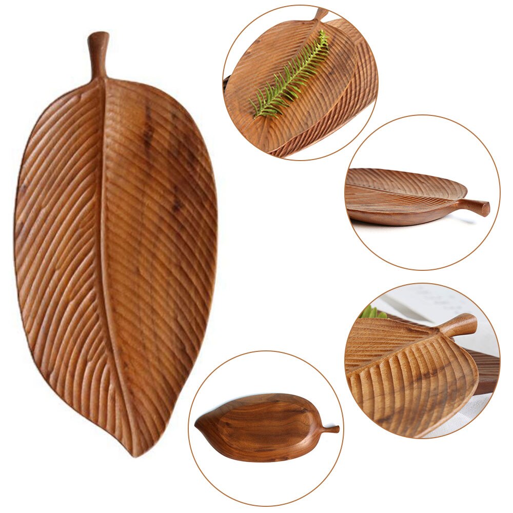 Black Walnut Plate Leaf Pattern Snack Plate Log Saucer Tea Tray Wood Tableware Irregular Shape Storage Trays