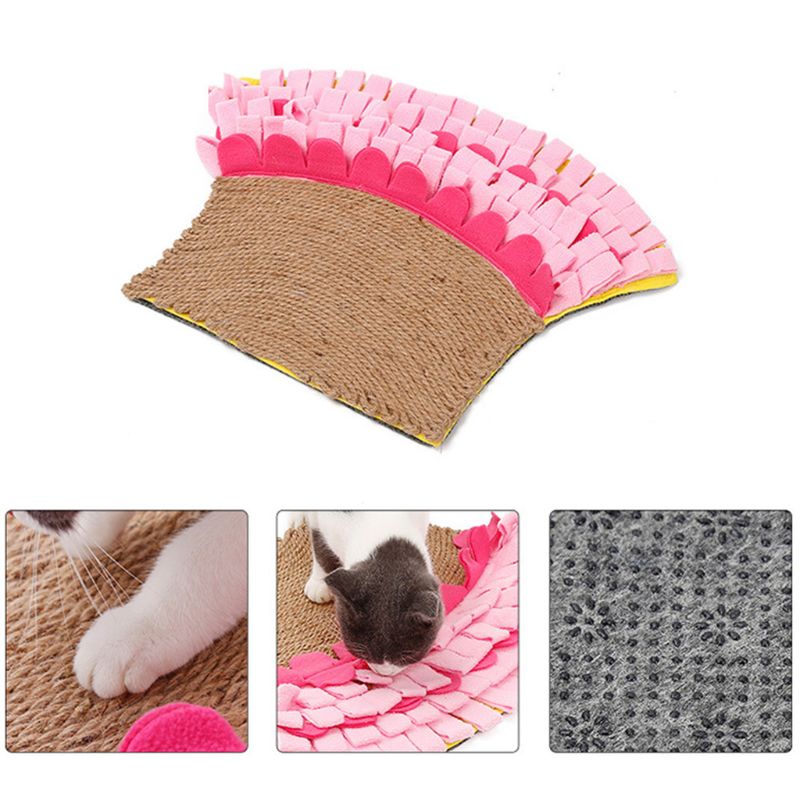 Fishtail Home Cat Scratch Pad Snuffle Mat Nosework Blanket Play Sniffing Training Toys Great for Stress Release Paw