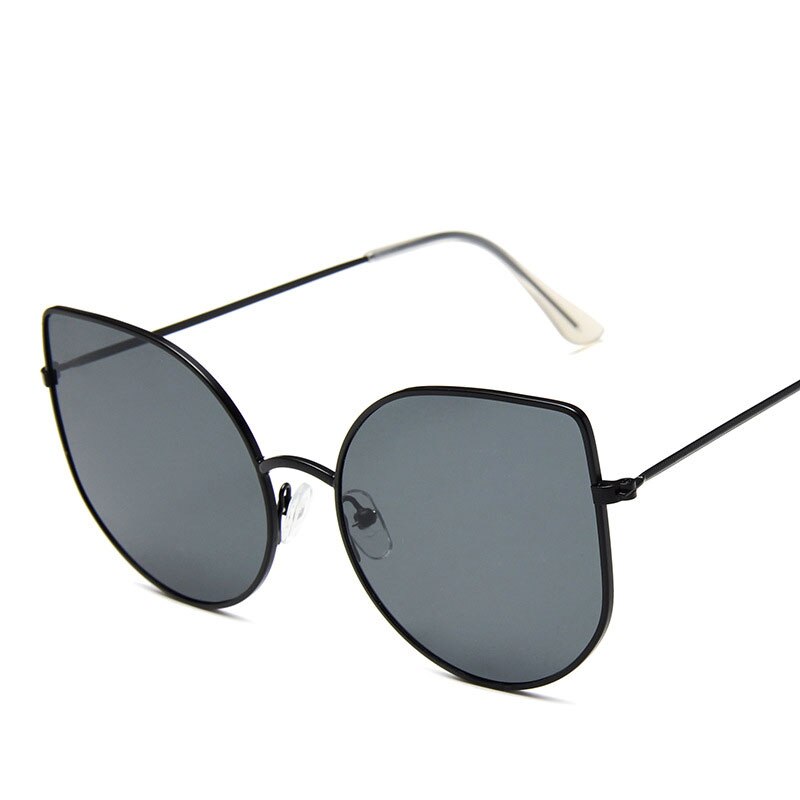 metal coreano ojo de gato espejo plano femenina gafas de Marco grande popular multicolor último modelo famosa: Black gray