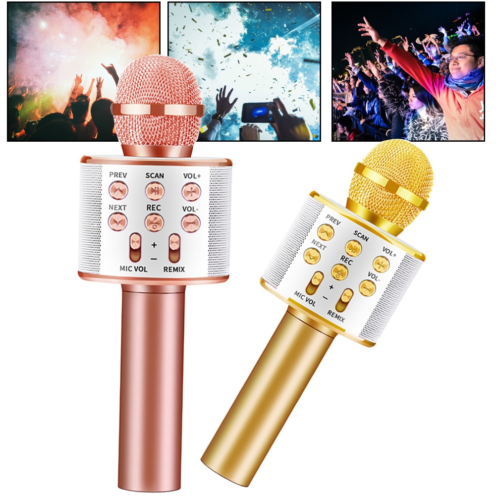 WS858 Portable Bluetooth Karaoke Microphone Wireless Speaker Home KTV Karaoke Handheld Microphone Singing Recorder