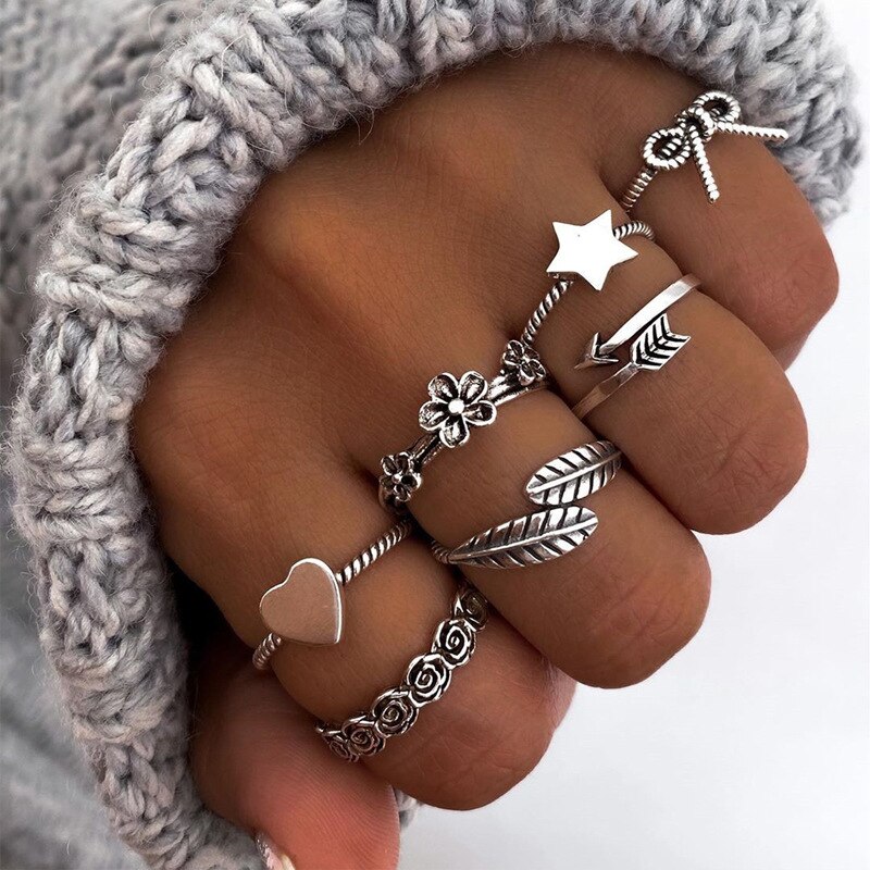 Simpelt stjerne måne vedhæng kæde armbånd trendy udsøgt forbundne fingerarmbånd søde håndtilbehør til piger: 9