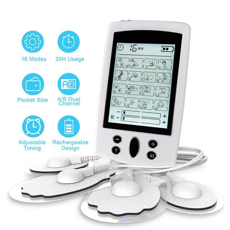 Electric Pulse Massager Tens EMS Muscle Stimulator 16Modes Digital Therapy Machine Massager Pain Relief Tool Health Care Machine