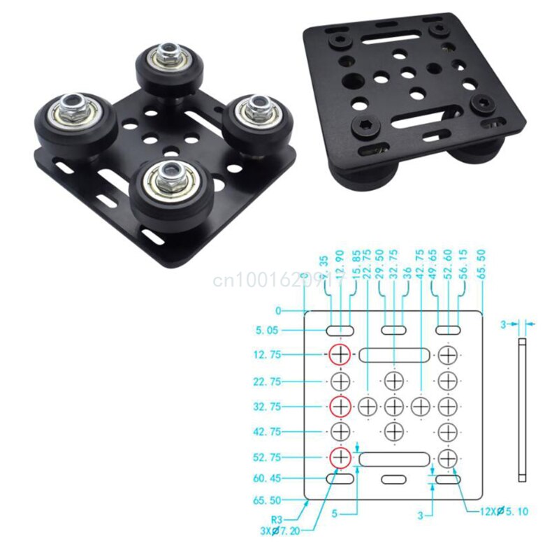 1PC V gantry plat set special slide plate Pulley with Black/ White wheels 3D Printer Parts V-slot aluminum profiles