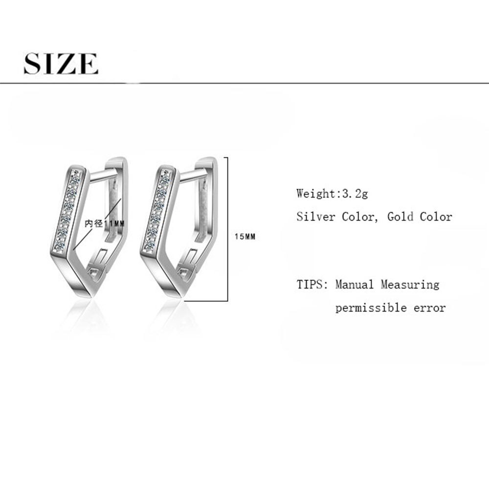 Anenjery Einfache Zirkon Geometrische Ohrringe Für Frauen boucle d'oreille Silber Farbe Ohrringe ohrringe pendientes S-E754