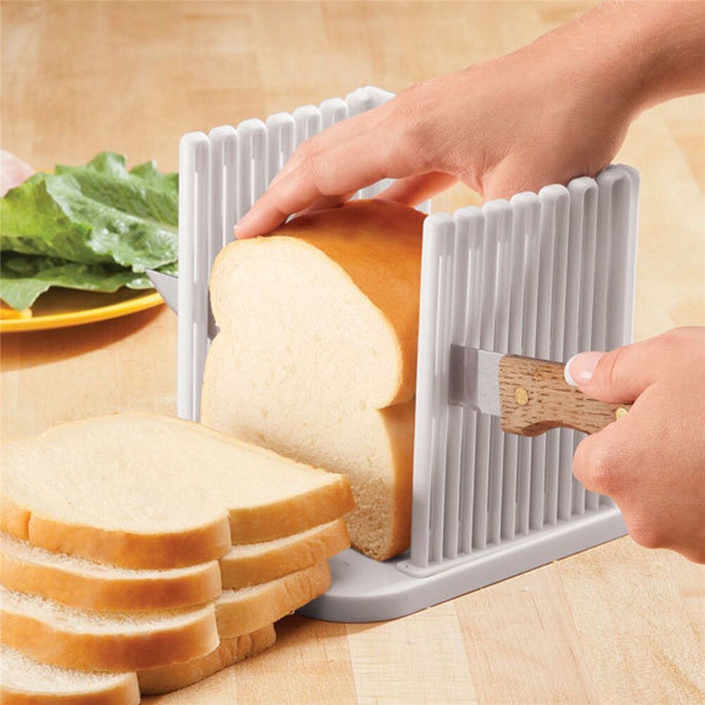 Praktische Plastic Broodsnijmachine Loaf Toast Snijden Gids Cutter Mold Voor Snijden Brood Opvouwbare Keuken Bakken Tools