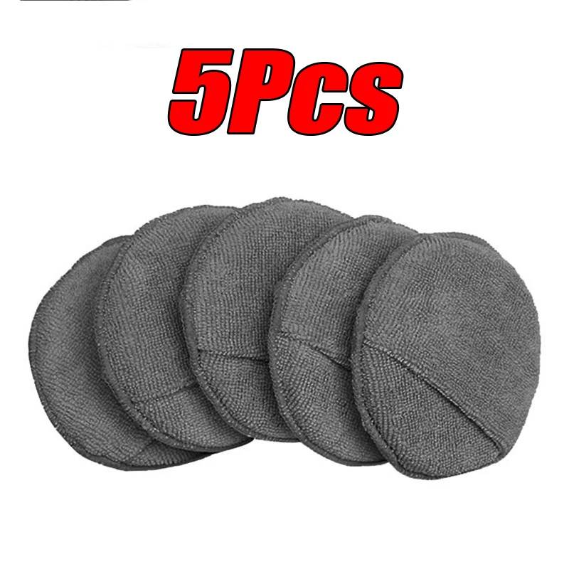 Almohadillas aplicadoras de detalles de coche, esponjas para el cuidado del coche, esponjas para pulir y encerado, esponjas de espuma de bolsillo redondo de microfibra suave, Herramientas de limpieza de coche, 10 Uds.: Negro