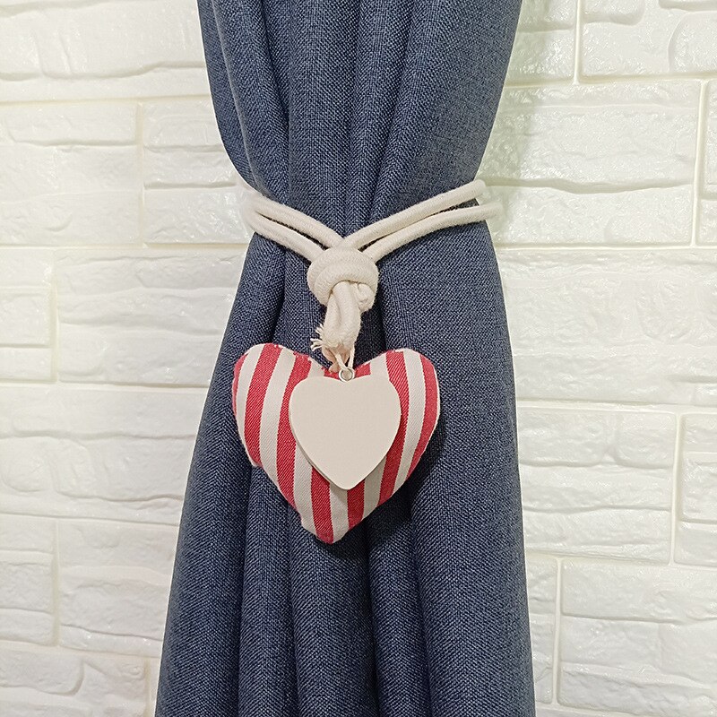 Coeur forme rideau embrasse européen décoratif rideau boucle libre poinçon crochet aimant sangles rideau accessoires coton: Heart-I
