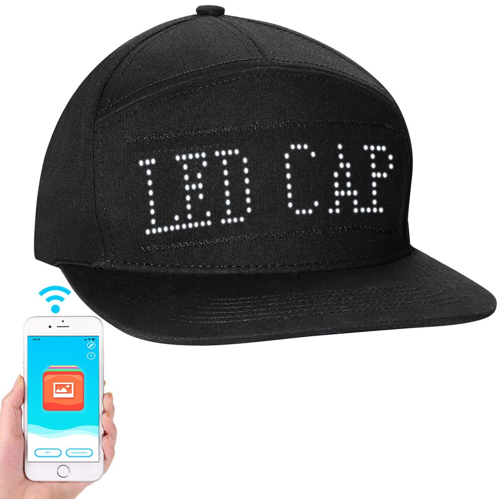 Gorro inteligente con pantalla LED y Bluetooth, gorra ajustable para , Club, Halloween, cumpleaños, festivales, fiestas, deporte