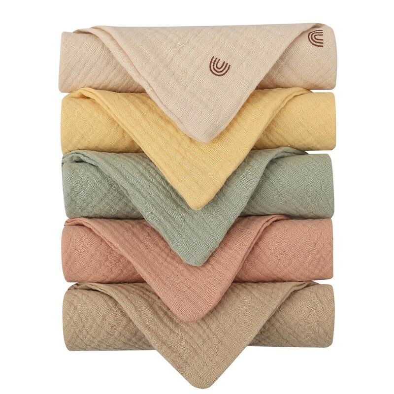 5 Pcs/set Soft Cotton Baby Face Towel Bath Towel Absorbent Gauze Newborn Burp Cloths Kids Washcloth Handkerchief Feeding Towel: square towel-10