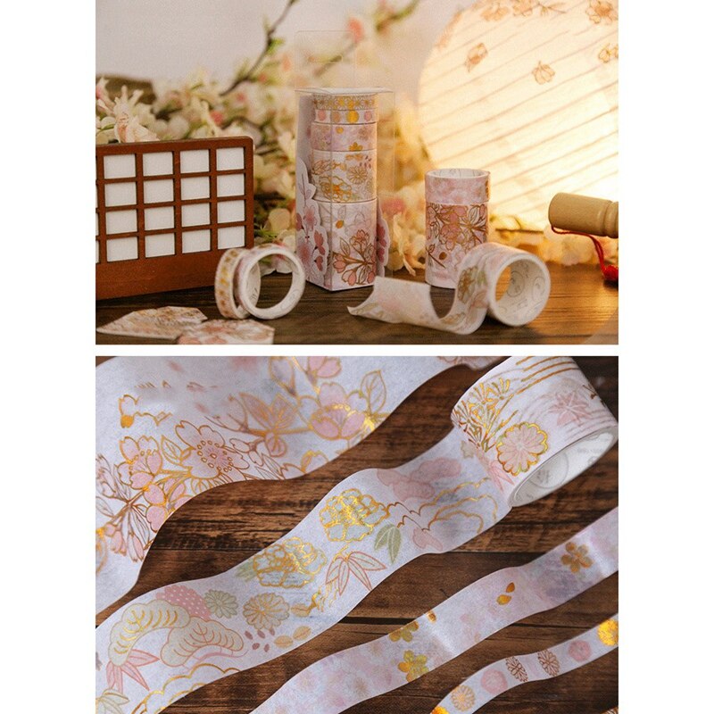 5 Stks/set Gold Washi Tapel Chinese Stijl Masking Tape Diy Ambachtelijke Japanse Papier Stickers Scrapbooking J