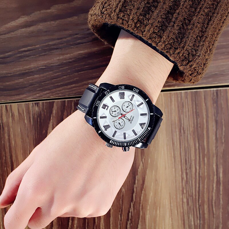 Men Watches 7 Color lights Led Glow Watch Men Sports Watches Silicone Band Watches luminous large dial relojes hombre: white