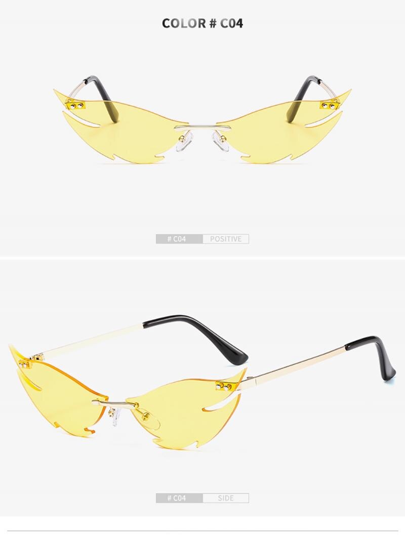 nuevas gafas de conducción mujer hombre sin marco forma de pez tiburón gafas de sol pequeñas creatividad tiburón forma gafas: D