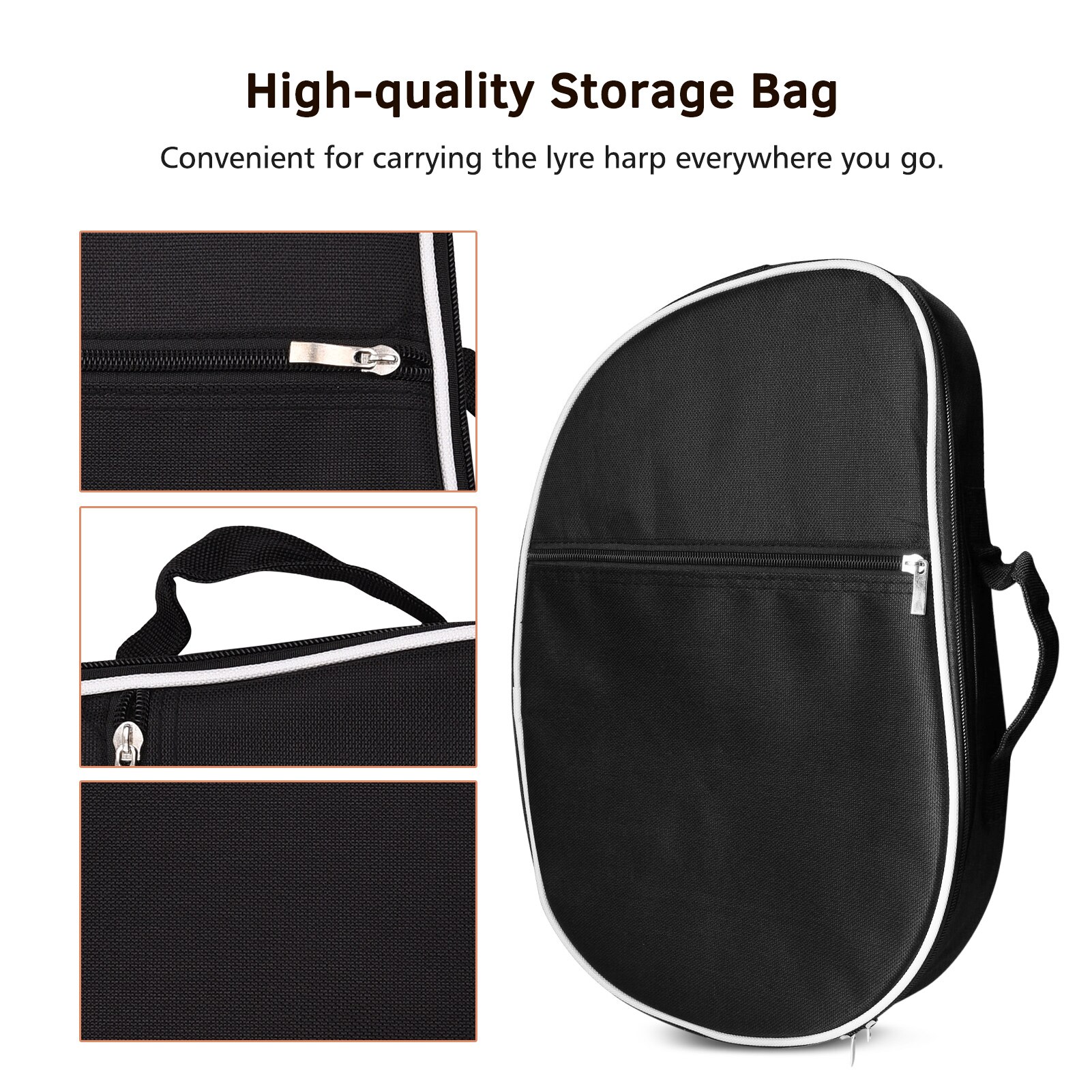 ammoon 16 String Lyre Harp Solid Wood String Instrument with Elk Pattern Storage Bag Tuning Hammer Strings Cleaning Cloth Picks