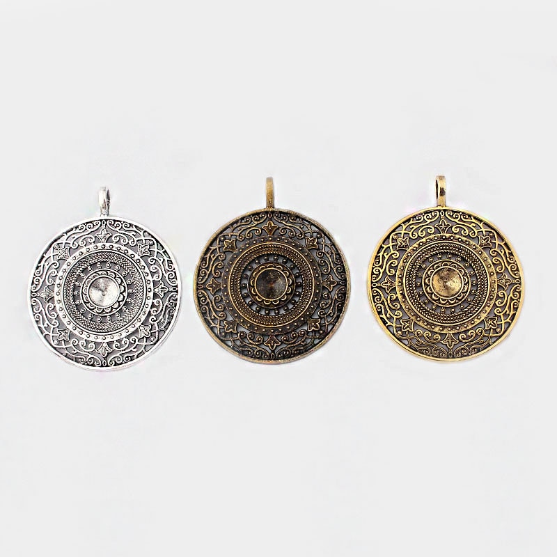 2 stücke Boho Böhmen Öffnen Strudel Blume Amulett Anhänger Für Halskette Schmuck, sterben Entdeckungen 56x68mm