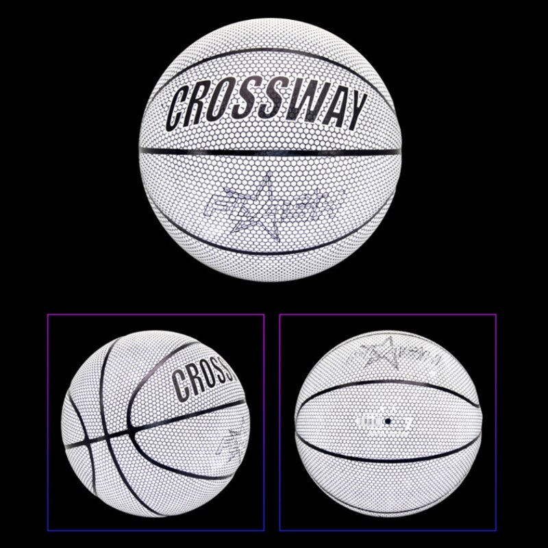 Basket-Ball réfléchissant brille dans la nuit, utilisation en extérieur ou en extérieur, ballon de jeu lumineux en PU, ballon d&#39;entraînement