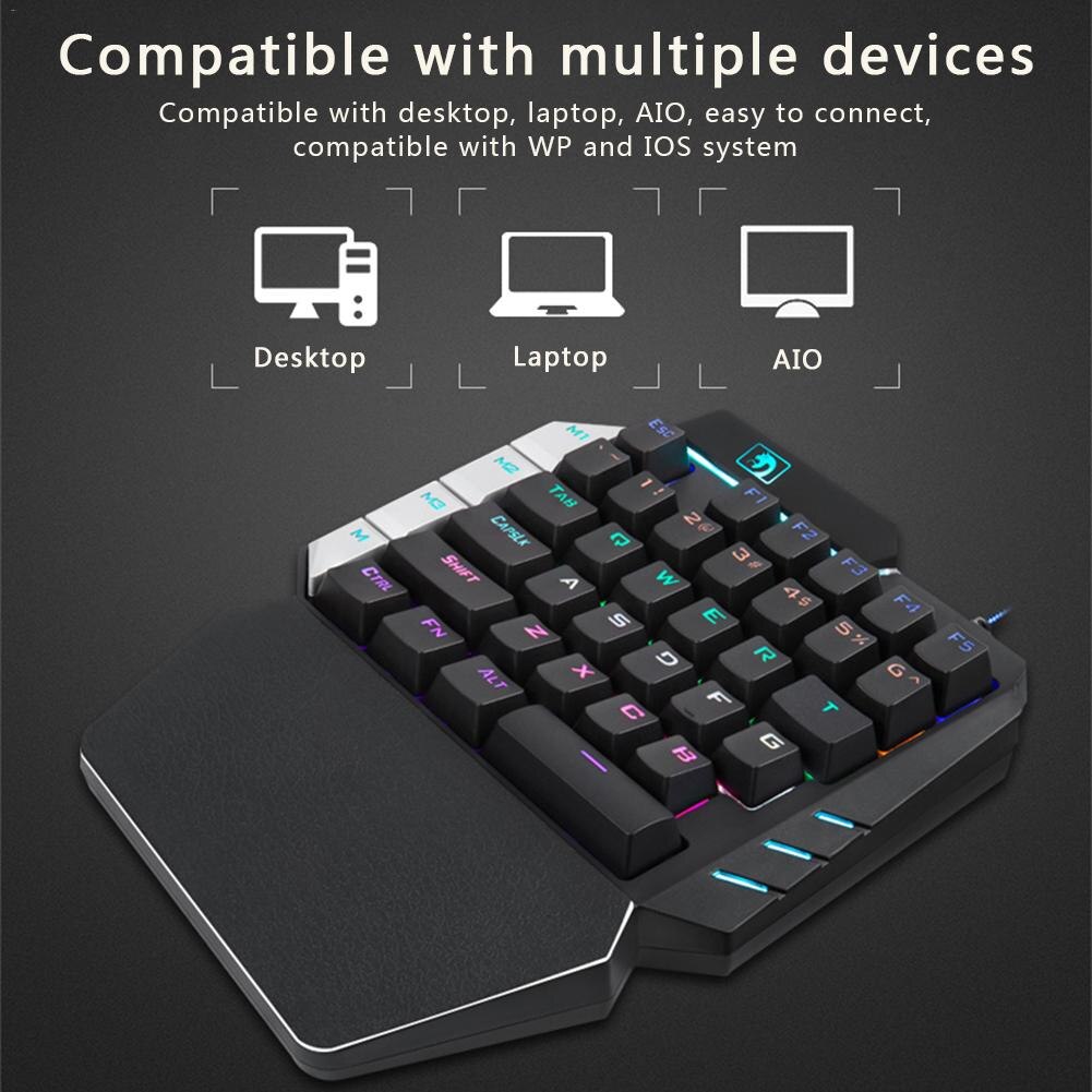 Mobile Games Keyboard 38 Keys Mechanical Hand Feeling Gaming Keyboard and 2500DPI Mouse Set