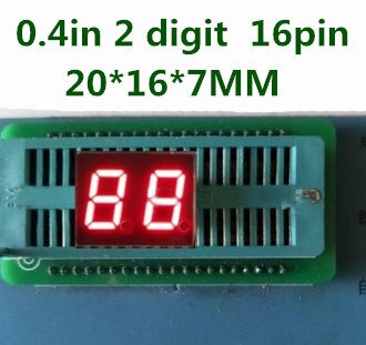 0.4 "0.4in vermelho led tubo de exibição digital catódio comum 16 pinos 2 pontos 7 segmento, em estoque, frete grátis, frete grátis
