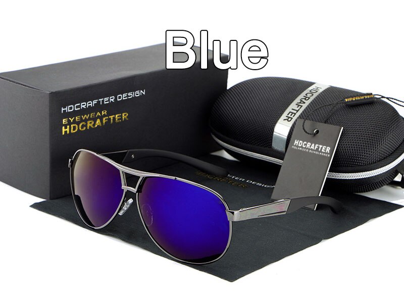 HDCRAFTER Sunglasses Men Polarized Polarized Mirror Lens Eyewear Sun Glasses for Men Brand Driving oculos de sol: Blue
