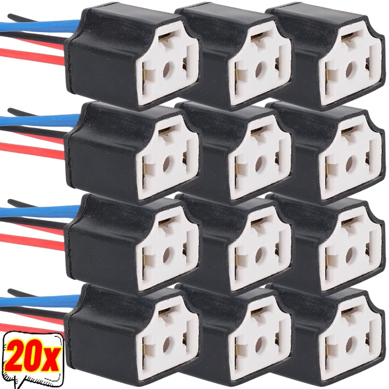 Enchufe de cerámica LED H4, repuesto de faro de coche, reparación de soporte de bombilla, enchufe de conector, enchufe de cable de bombilla H4 automático, 20/2 Uds.