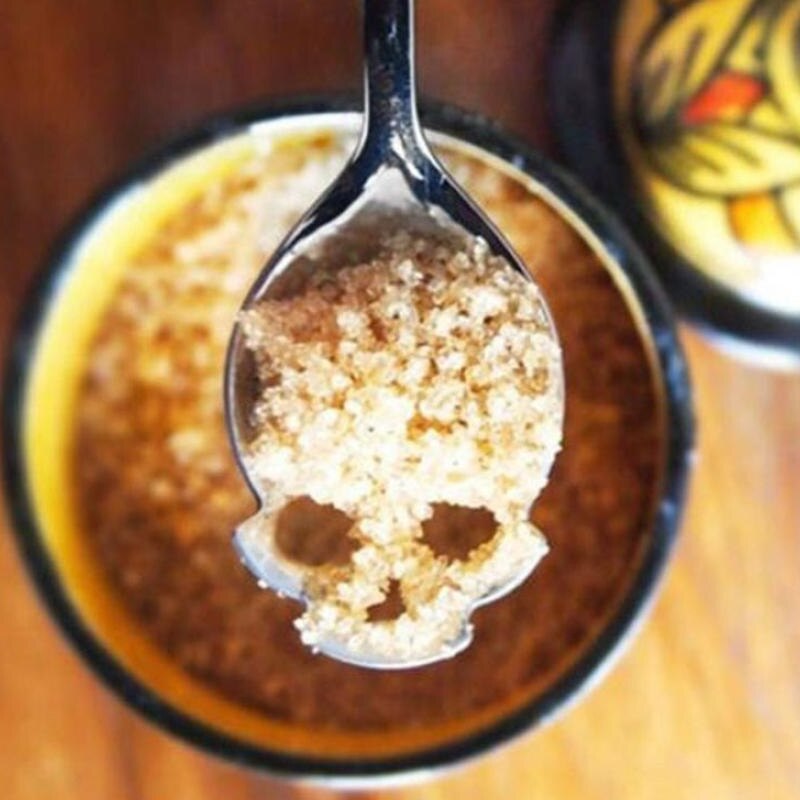 Cute Stainless Steel Skull Shape Spoon Tea Coffee Ladle Sugar Dipper Tableware Tool