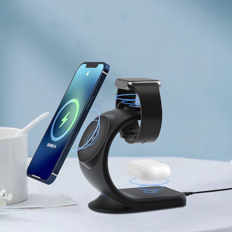 3In1 Magnetic Wireless Chargers Station For Macsafe iPhone 13 12 Pro Max Apple Watch Airpods Charger 15W Fast Wireless Charging