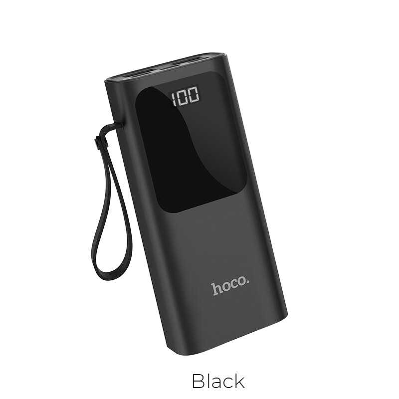 Hoco 10000Mah Mini Dual Usb Power Bank Voor Xiaomi Mi 10 11 Snel Opladen Met Lanyard Draagbare Externe Batterij voor Iphone 12: Black