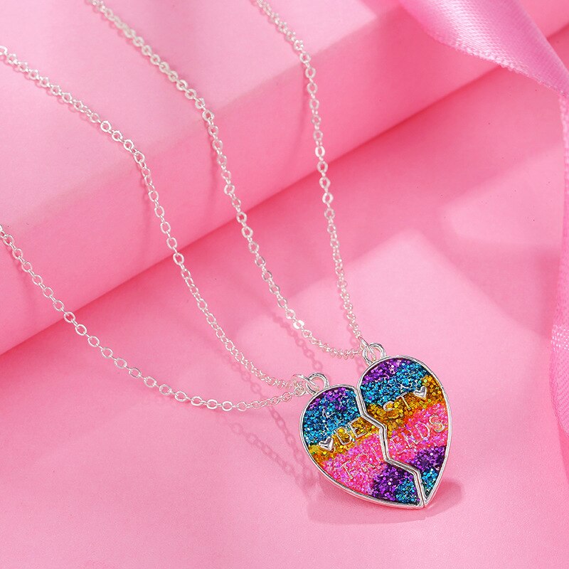 2PCS/Set Cartoon Cat Shape Pendant Chain Best Friends Necklace BFF Friendship Children's Jewelry for Girls: Style 8