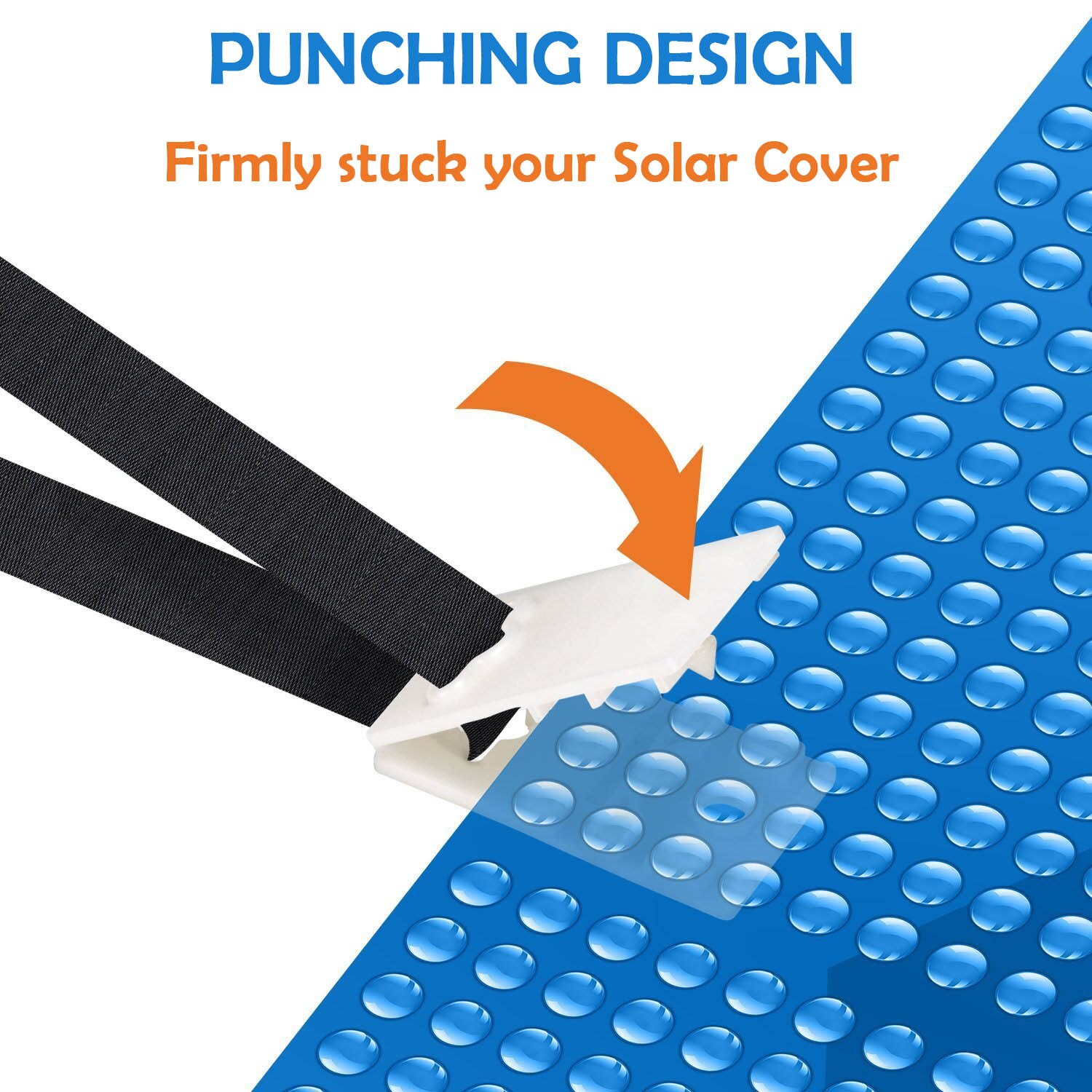 Pool Solar Cover Reel Attachment Kit 8pcs Blanket Straps + 8pcs Buckles + 8pcs Clips for In Ground Swimming Pool Outside