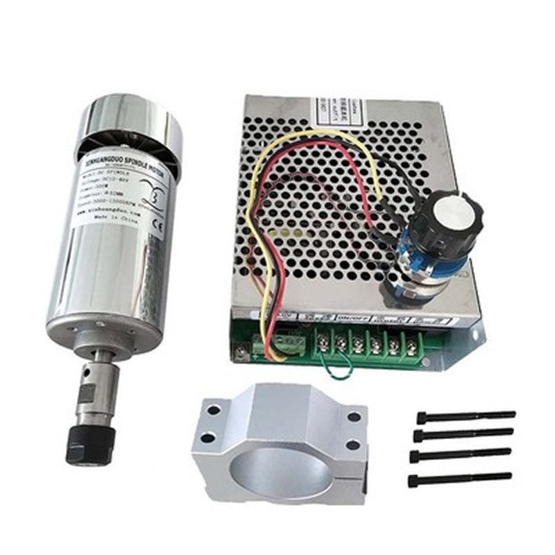 300W CNC Spindle Motor 52MM Diameter Bracket ER11 ER16 Chuck 48V DC 0.3KW Power Supply Governor Air Cool Small Motor DIY CNC Kit