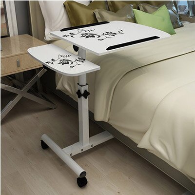 Foldable Computer Table Adjustable Portable Laptop Desk Rotate Laptop Bed Table Can be Lifted Standing Desk 64*40CM: white