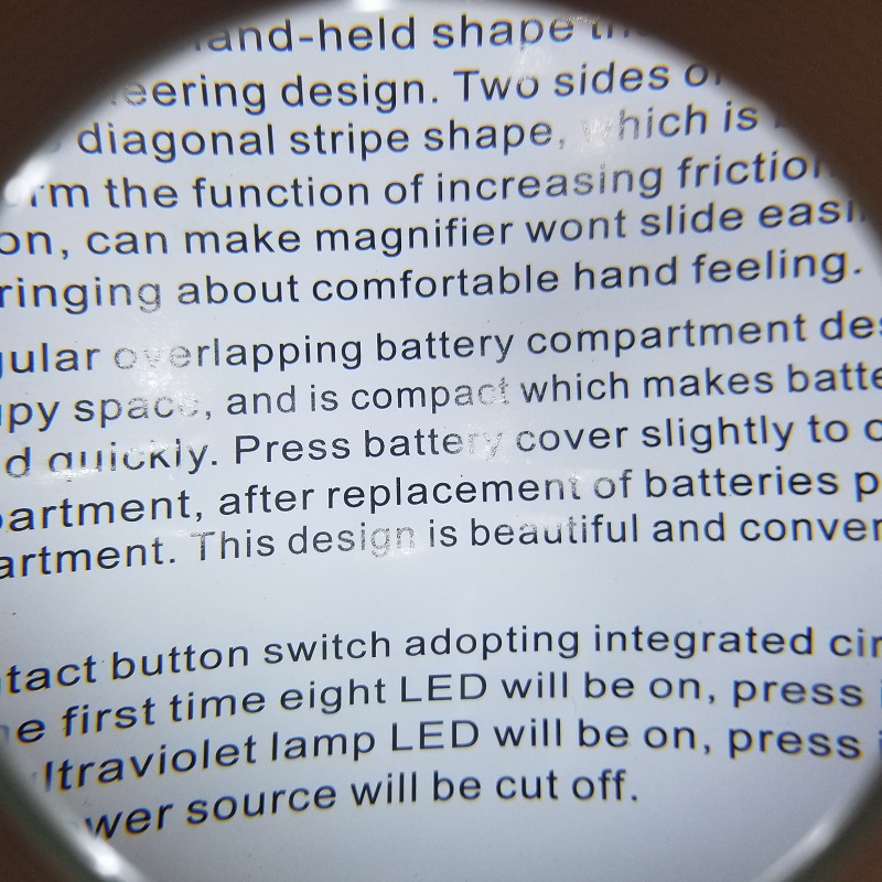 Portable Handheld Magnifier Illuminated Handle Magnifying Glass with 8 Wight LED 1 Ultraviolet Lamp for Reading Identification