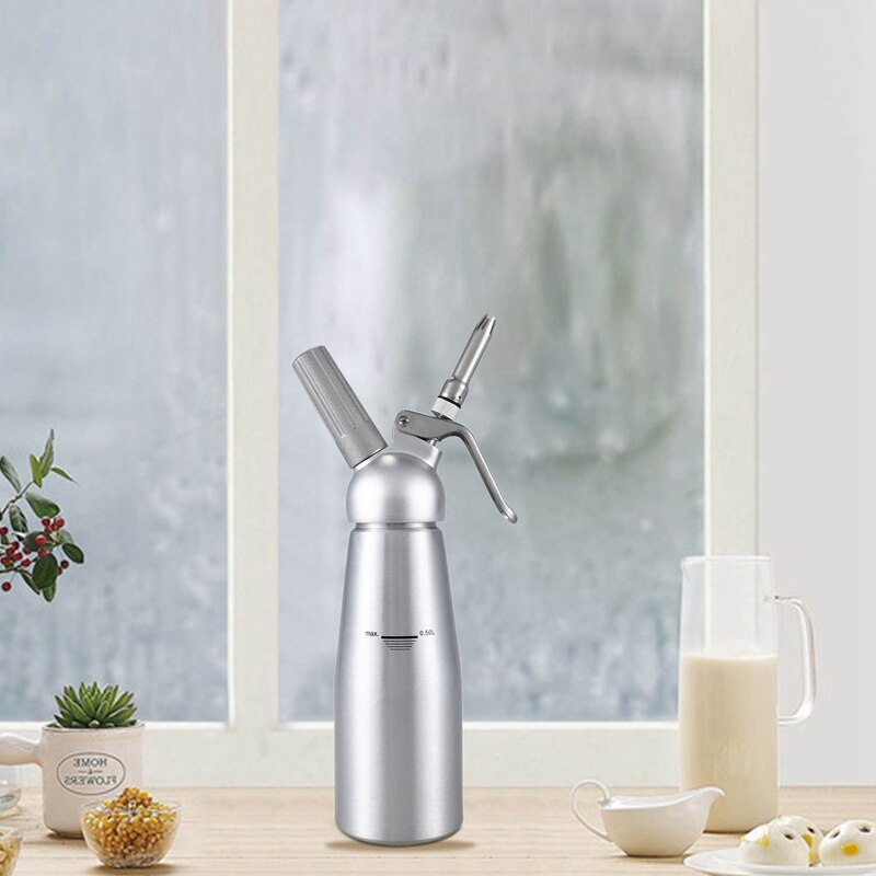 500 ml kremdispensere i aluminium, gourmetblender, dekorativt munnstykke og konditorrør