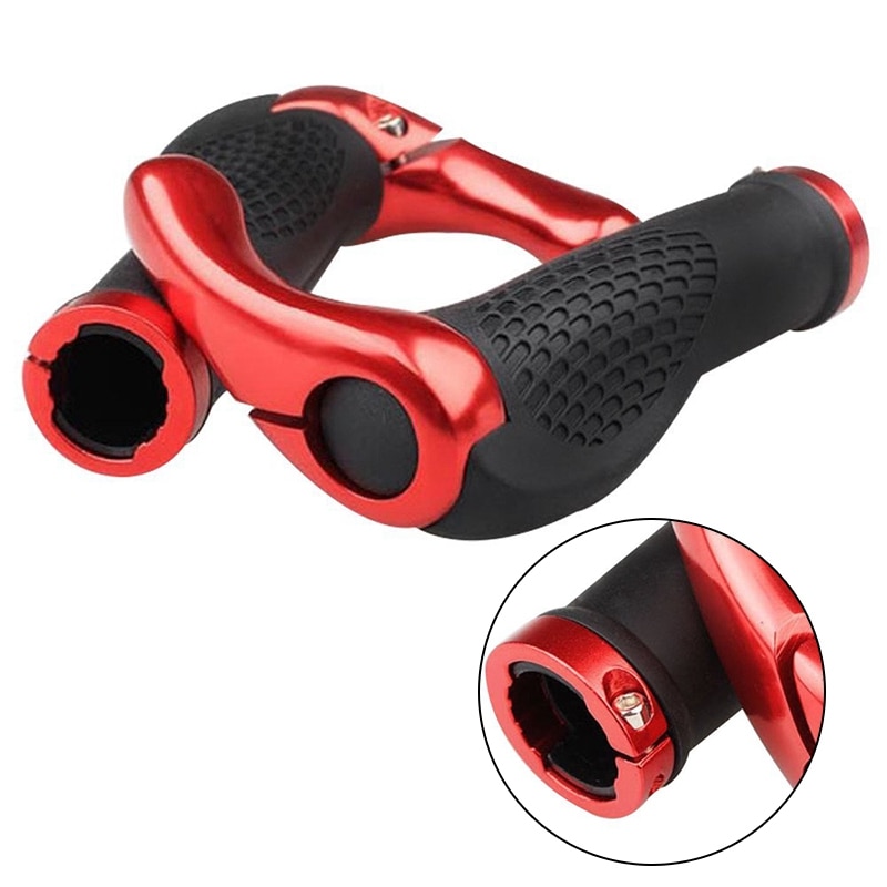 Mountain Bicycle Bike Cycling Lock-On Handlebar Hand Bar End Grips Set-Red