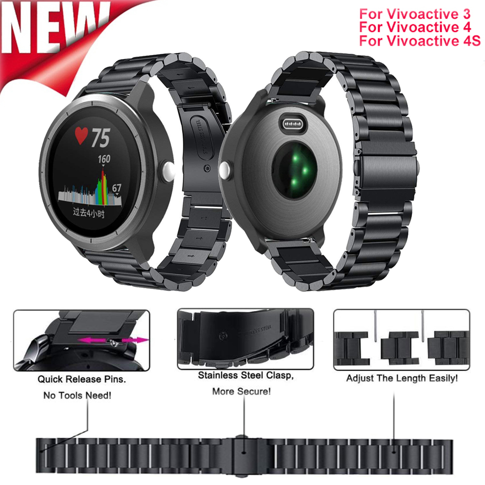 Rustfrit stål urrem til garmin vivoactive 3/ vivoactive 4/ vivomove 4s smart urrem forerunner 645 håndledsarmbånd