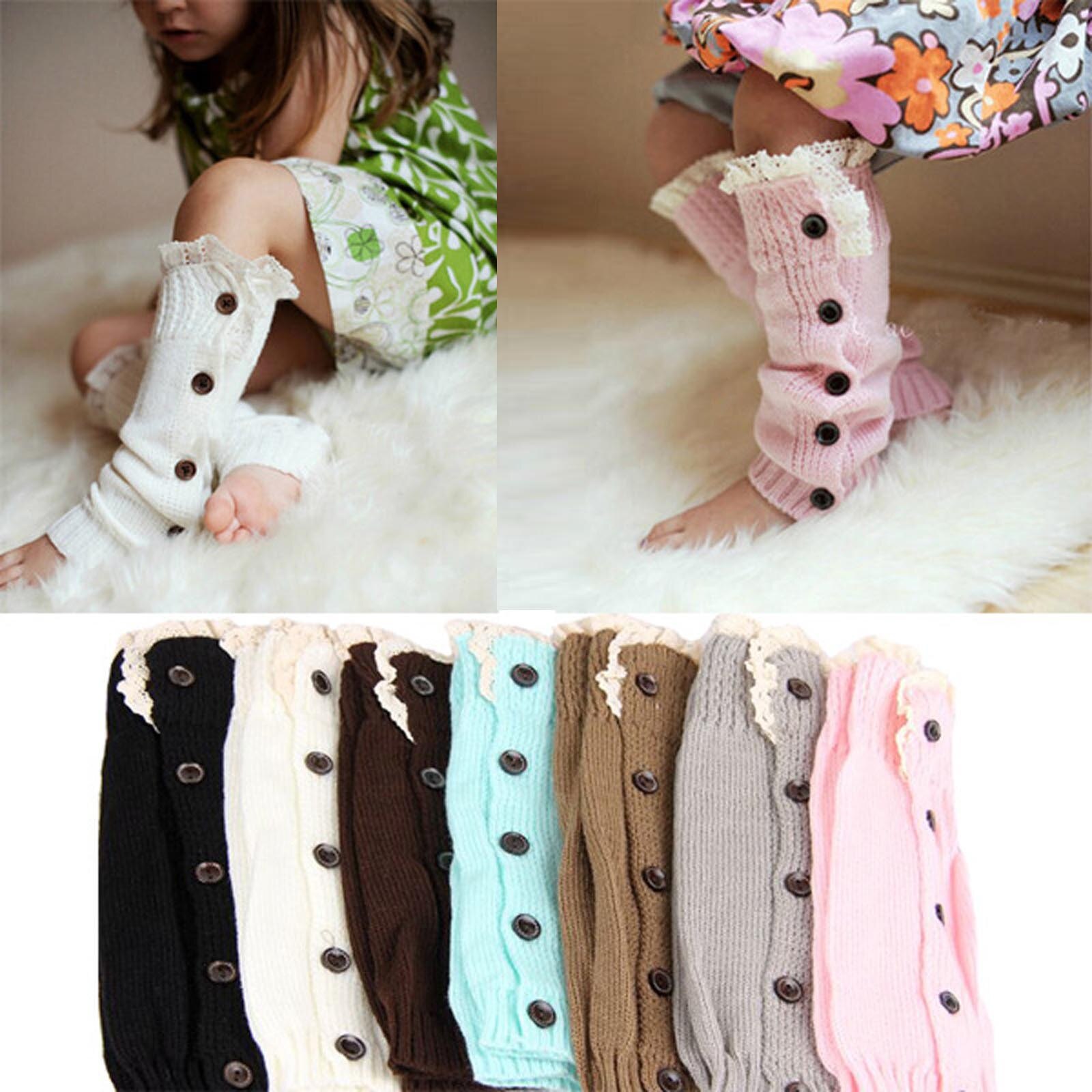 Children Boot Cuffs Winter Buttons Knit Leg Warmers Boot Topper Socks 2 Pairs Breathable Windproof Comfortable Socks Medias