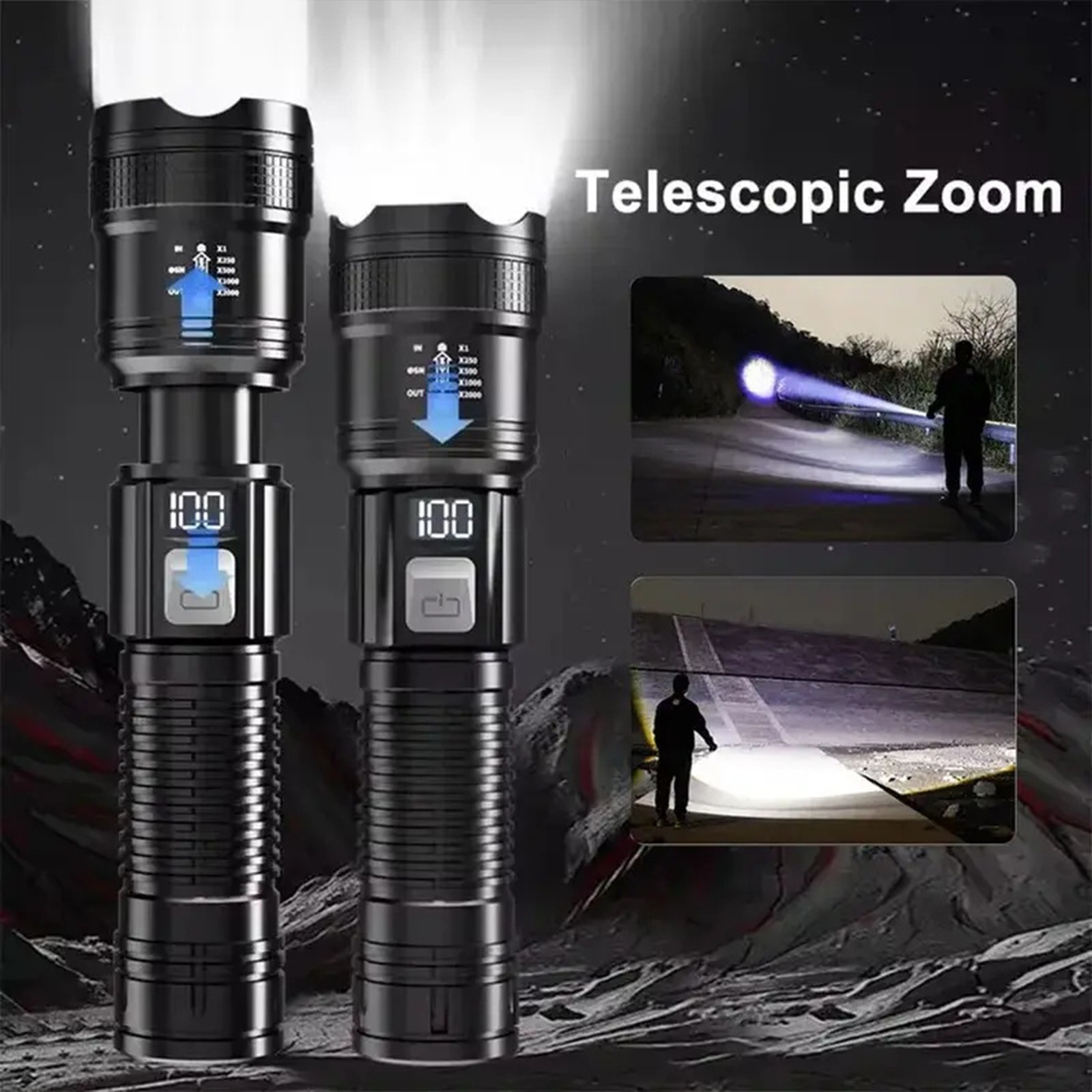 Rechargeable LED Flashlights Super Bright Portable Flashlights 3/5 Modes Telescopic Zoom Waterproof Handheld Torches