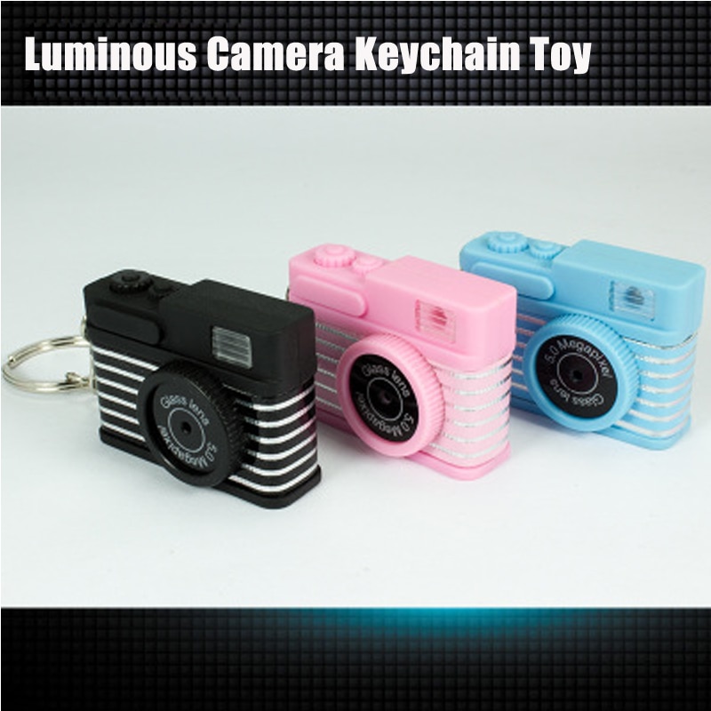 Mini LED Luminous Glowing in the Dark Pendant Keychain Bag Accessories Plastic Toy Camera Key Chains Kids Digital Camera Toy