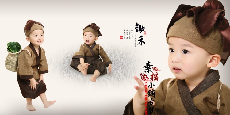Chu han interessant gammelt kinesisk kostume til fotografering lille bondekostume til baby dreng 90 cmh