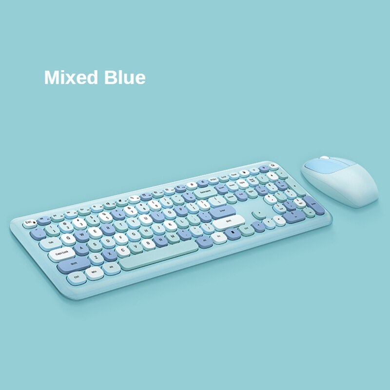 Keyboard and Mouse Wireless Color Lipstick Round Hat Keyboard 110 Keys for Windows XP / Win7 / Win8 / Win10