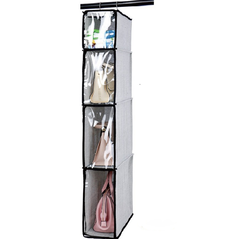 Handbag Hanging Organizer Closet Organizer Women Handbag Storage Holder Dust Proof Handbags Storage Bag Wardrobe Organizer: Gray 4 layers