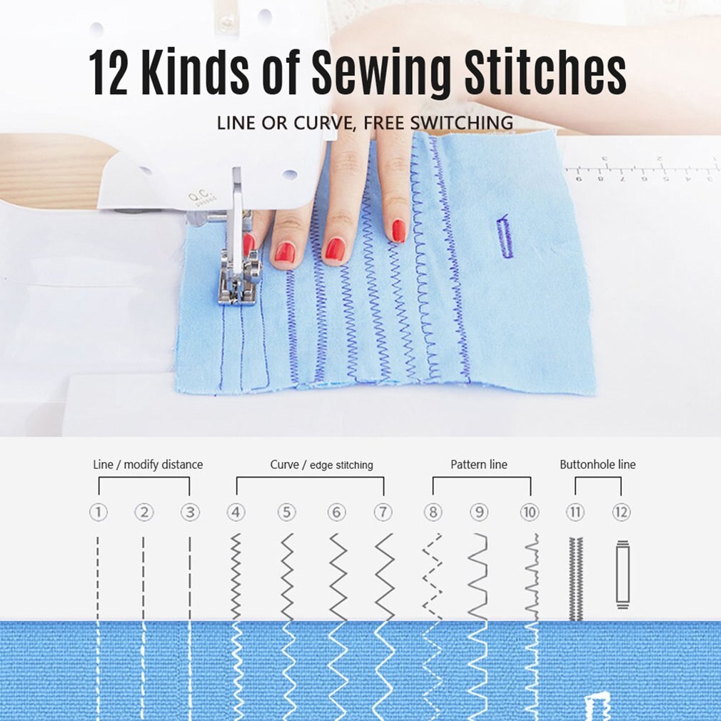 Sewing Machine Mini Multi-function Dual-needle Sewing Machine With Foot Pedal Household Multi-Function Electric Sewing Suit