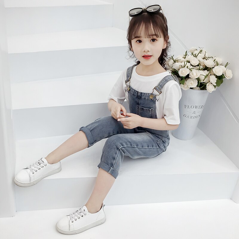Meisjes Overalls Jeans Casual Solid Denim Broek Mode Baby Kids Broek voor Meisjes Kleding 6 8 10 12 Jaar Vestidos