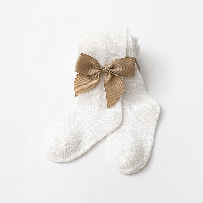Summer Mesh Baby Girl Tights Breathable Thin Bows Kids Pantyhose Soft Solid Color Toddelr Stockings Baby Girl Clothes: White