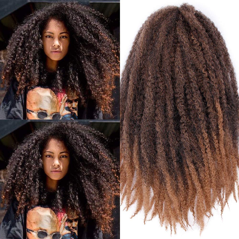 18 Inch Ombre Marley Braids Crochet Hair Crochet Braid Twist Box Afro Synthetic Jumbo Braiding Hair Extensions For Black Women: T1B/27 / 1 pack