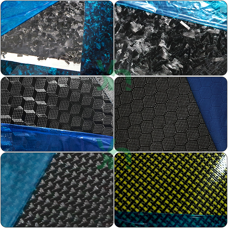 3k jacquardkolfiberprepreg  - 3d texturerade gradfria ark för modifiering och inplastning av bilhuv