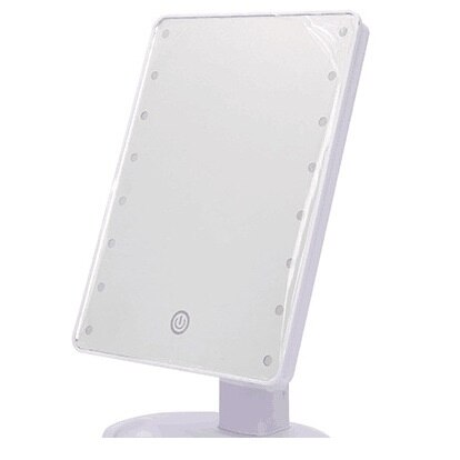 16/22 Mirrors 360 Degrees Rotation Makeup Mirror Adjustable Leds Lighted LED Touch Screen Portable Luminous Mirrors: white 16 led